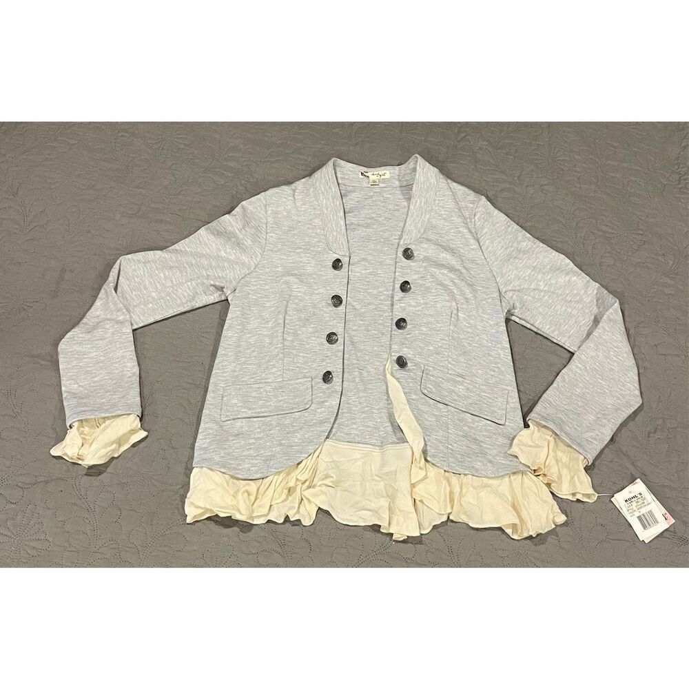 About A Girl Gray Military Jacket Medium New